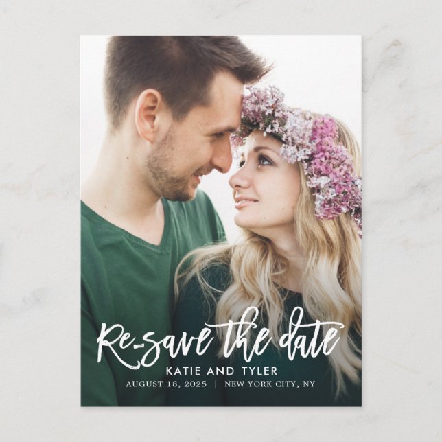 Brushed Charm CUSTOM COLOR Wedding Update Postcard (Front)