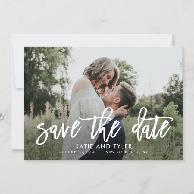 Brushed Charm Editable Colour Save The Date Card (Front)