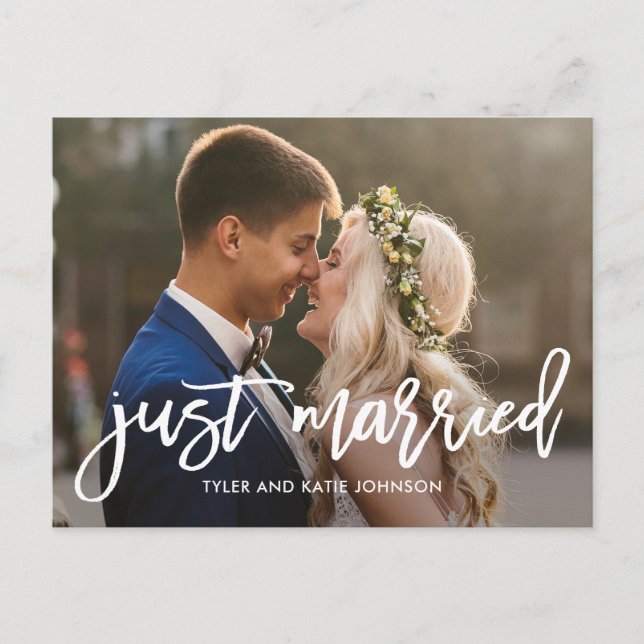 Brushed Charm Editable Colour Wedding Announcement Postcard (Front)