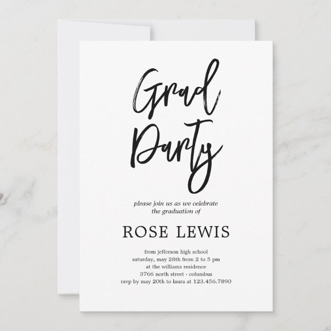 Brushed Charm Graduation Party Invitation (Front)