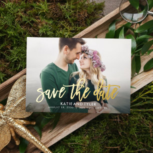 Brushed Charm REAL FOIL Save The Date Card