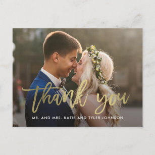 Brushed Charm Wedding Thank You Card Postcard