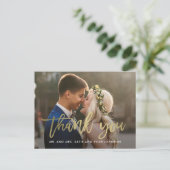 Brushed Charm Wedding Thank You Card Postcard (Standing Front)