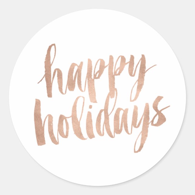 Brushed Copper Happy Holidays Closure Sticker (Front)