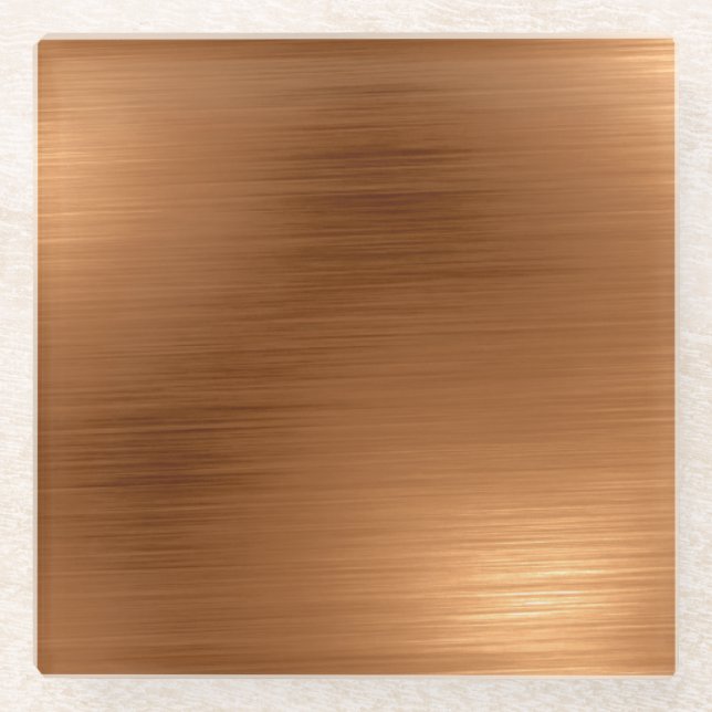 Brushed Copper Look Glass Coaster (Front)