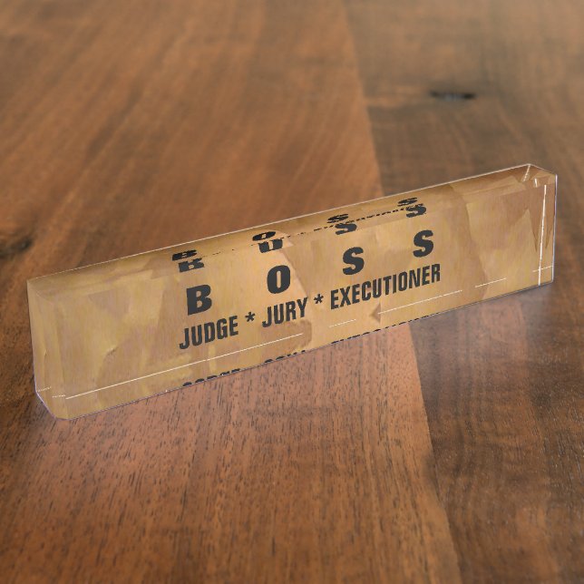 Brushed Copper Metallic Desk Nameplate (Side)