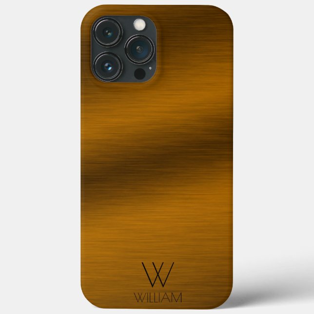 Brushed Copper Minimalist Personalised Monogram Case-Mate iPhone Case (Back)