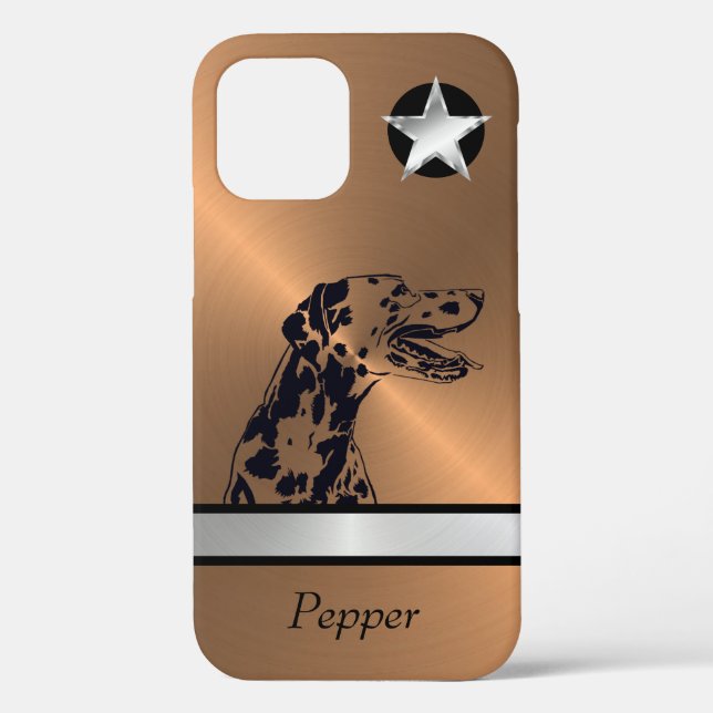 Brushed Copper/Silver Dalmatian Dog iPhone Case (Back)