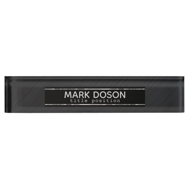 Brushed Dark Grey Metal Nameplate (Front)