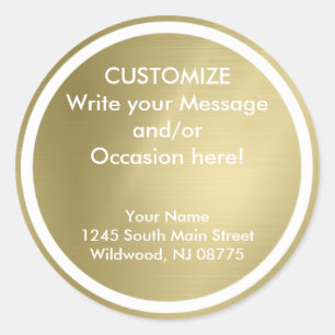 Brushed Deep Gold - Customise/Template Classic Round Sticker