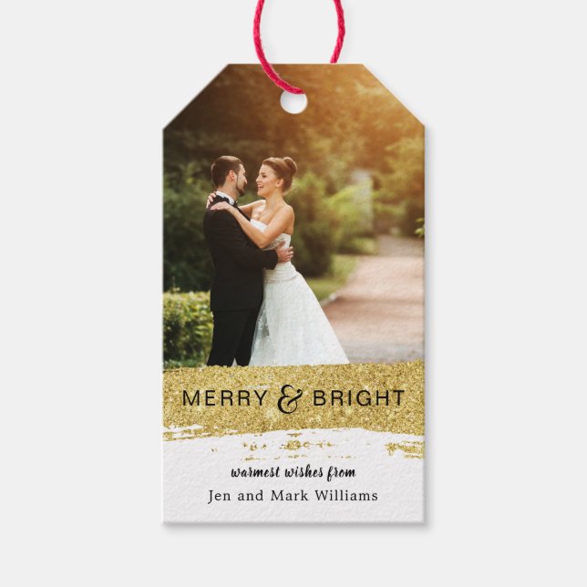 Brushed Faux Gold Glitter Gift Tags (Front)