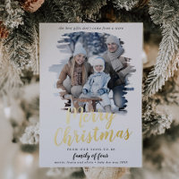 Brushed Foil Family of Four Pregnancy Photo