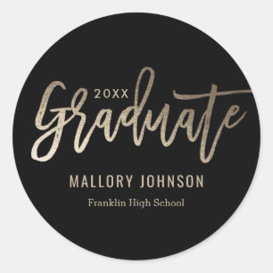 Brushed Glimmer EDITABLE COLOR Graduation Stickers