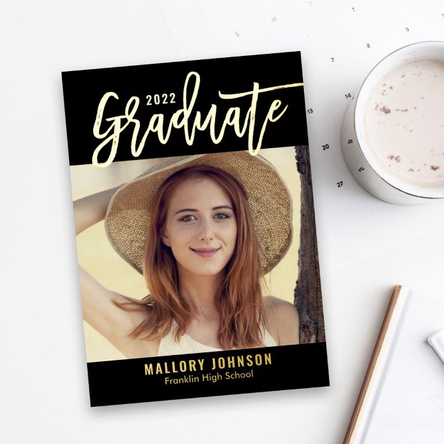 Brushed Glimmer Foil Graduation Invitation Card (Creator Uploaded)