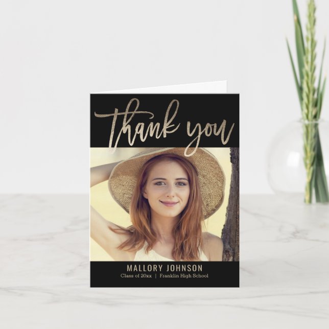 Brushed Glimmer Graduation Thank You Card (Front)