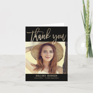 Brushed Glimmer Graduation Thank You Card