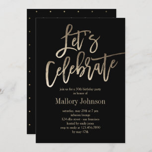 Brushed Glimmer Let's Celebrate Party Invitation