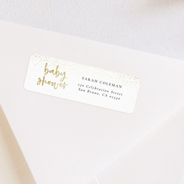 Brushed Gold Baby Shower Return Address Return Address Label (Return Address Label Mock-up)