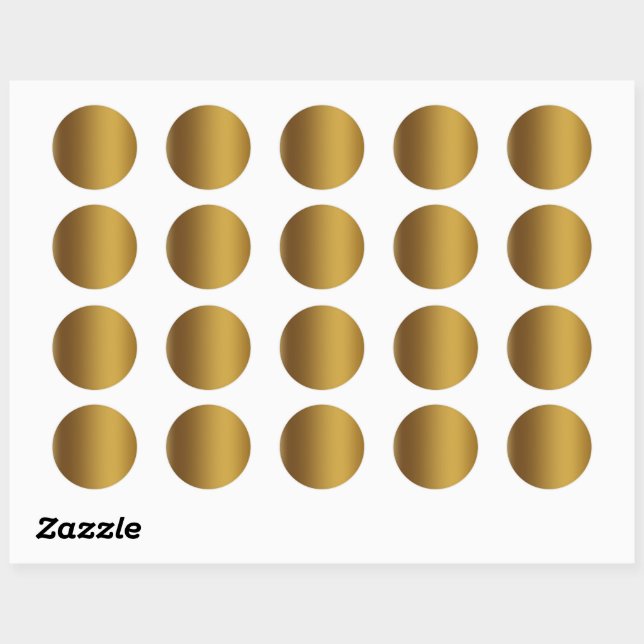 Brushed gold colour classic round sticker (Sheet)