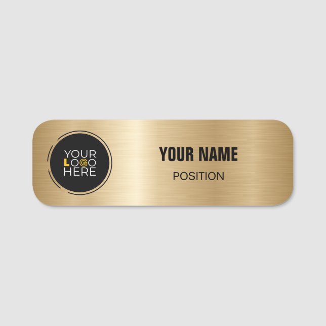 Brushed Gold, Custom Logo, Business Name Tag (Front)