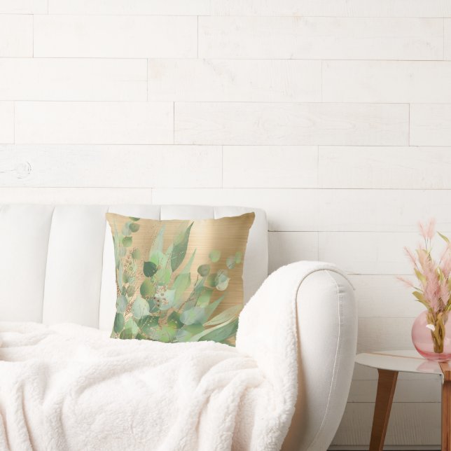 BRUSHED GOLD EUCALYPTUS PILLOW  (Couch)