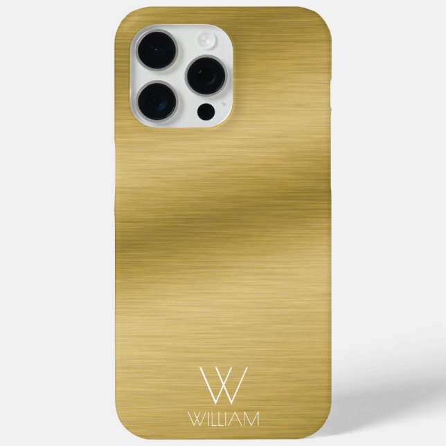 Brushed Gold Look Personalised Monogram Case-Mate iPhone Case (Back)