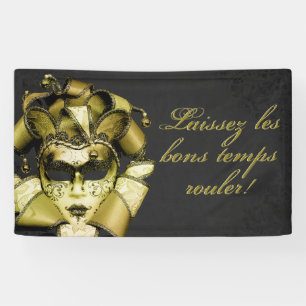 Brushed Gold Mardi Gras Masquerade Banner