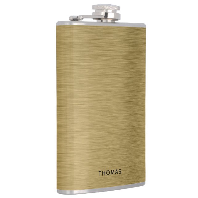 Brushed Gold Metal Look Hip Flask (Right)