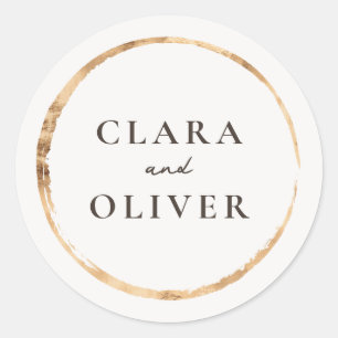 Brushed Gold Olive Grove Country Wedding Envelope  Classic Round Sticker