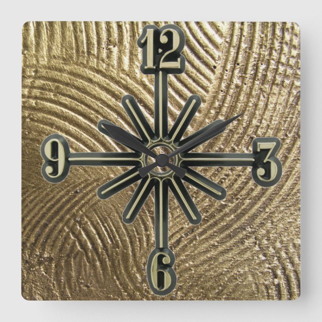Brushed Gold Pattern Sunburst Dial Wall Clock (Front)