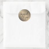 Brushed Gold Signed Copy Writer Author Classic Round Sticker (Bag)