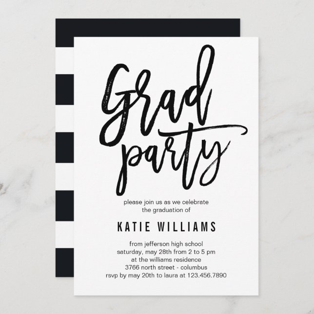 Brushed Graduation Party Invitation (Front/Back)