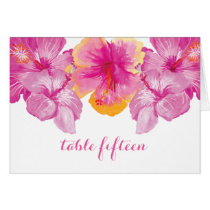Brushed Hibiscus Floral Table Number Card