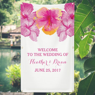 Brushed Hibiscus Floral Wedding Banner