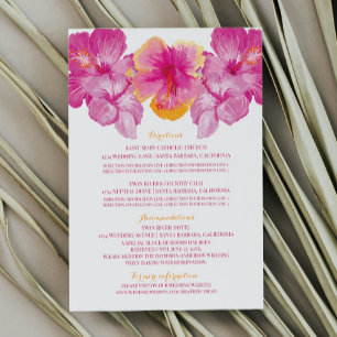 Brushed Hibiscus Floral Wedding Details Enclosure Card