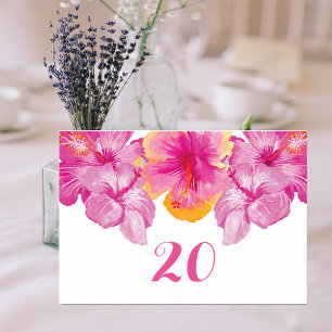 Brushed Hibiscus Floral Wedding Table Card