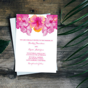 Brushed Hibiscus Wedding Invitation
