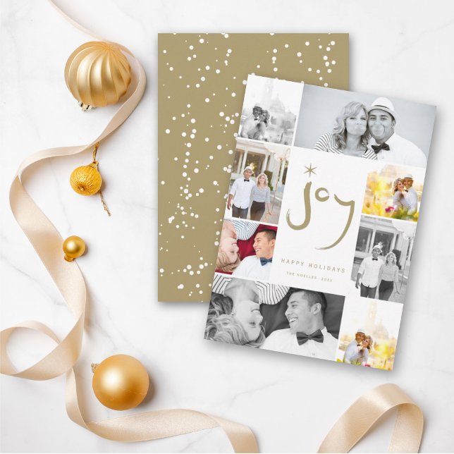 Brushed Joy Star Modern Photo Collage Holiday Card (Creator Uploaded)