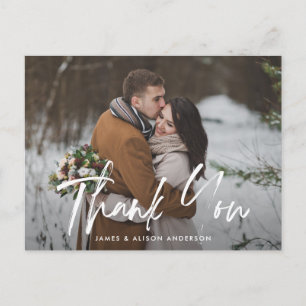 Brushed Lettering Wedding Thank You Postcard