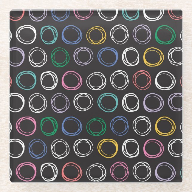 Brushed Lines: Hand Drawn Seamless Design Glass Coaster (Front)