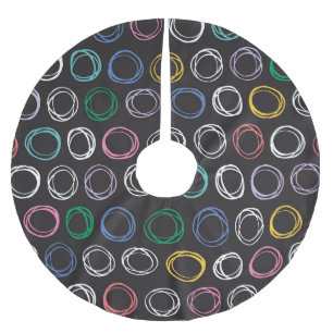 Brushed Lines: Hand Drawn Seamless Design Polyester Tree Skirt