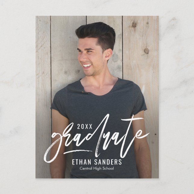 Brushed Mark Editable Colour Graduation Postcard (Front)