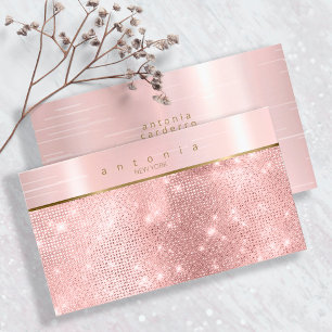 Brushed Metal Band on Glitter Rose Gold ID802 Business Card