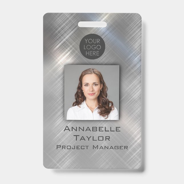 Brushed Metal Business ID Badge (Front)