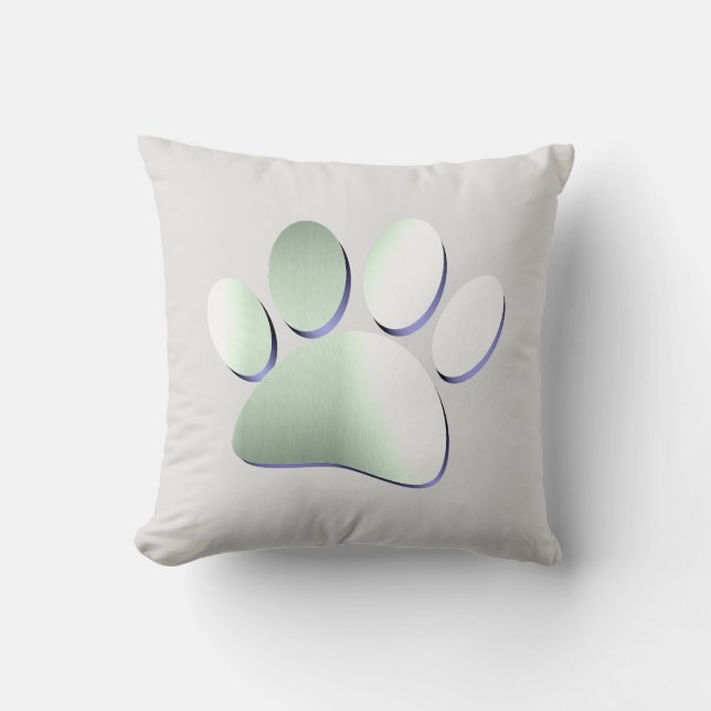 Brushed Metal Dog Paw Print Cushion (Front)
