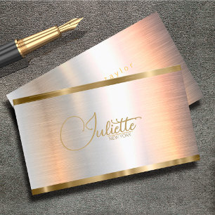 Brushed Metal Gold Banding Calligraphy ID801 Business Card