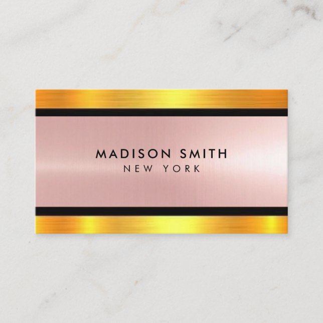 Brushed Metal Gold Banding ID801 Business Card (Front)