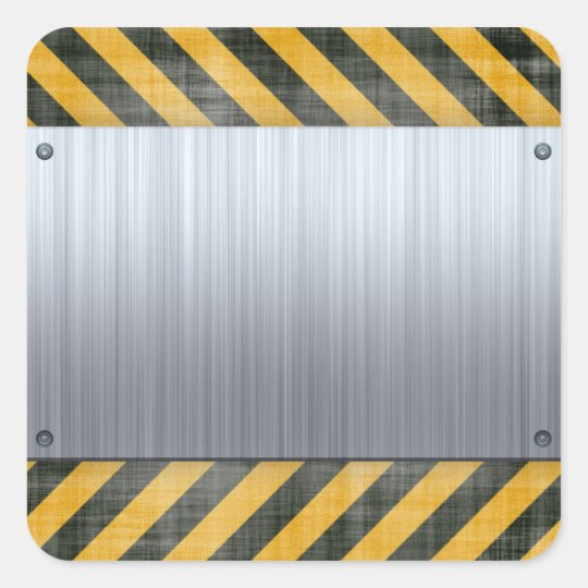 Brushed Metal Hazard Construction Layout Square Sticker