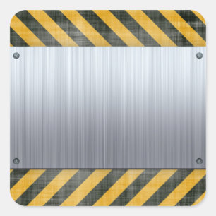 Brushed Metal Hazard Construction Layout Square Sticker