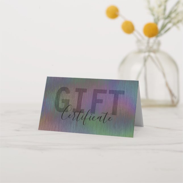Brushed Metal Iridescent Holographic Gift Card (Front)
